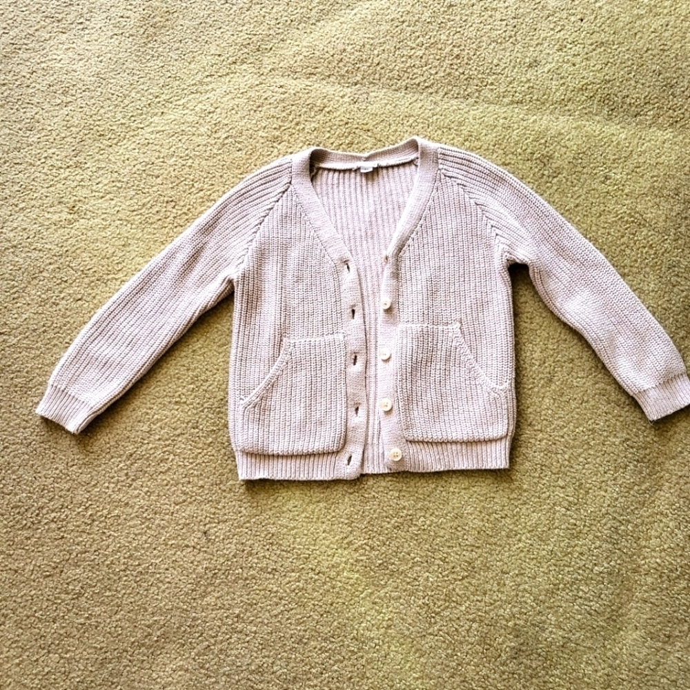 kids Cream Knit Cardigan Sweater 4y